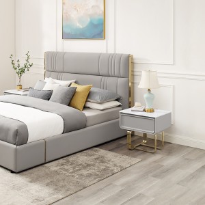 Γαλλικό χρυσό από ανοξείδωτο χάλυβα νυχτερινή νυχτερινή πολυτέλεια φυσικό μαρμάρινο κρεβάτι τραπεζάκι