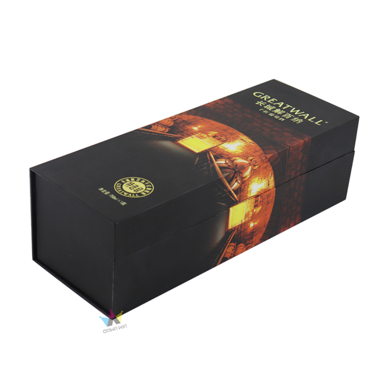 Κουτιά δώρων κρασιού 12.8x3.7x3.7 in, κουτιά δώρων μπουκαλιών για ποτό, κρασί και σαμπάνια, μαγνητικά πτυσσόμενα κουτιά δώρων, γυαλιστερό μαύρο