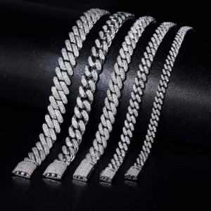 Κοσμήματα Tuochen έτοιμο για αποστολή S925 με βραχιόλι κουβανικού βραχιόλι Moissanite για άνδρες