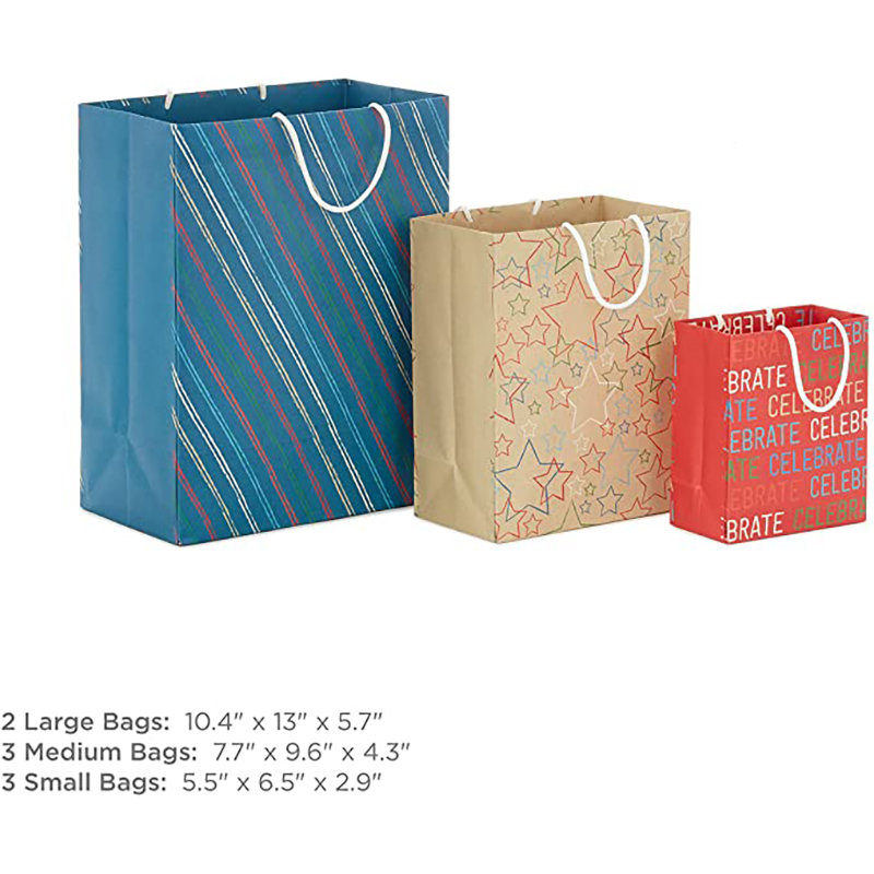 Ανακυκλώσιμη ανακυκλώσιμη τσάντα δώρων (8 τσάντες: 3 μικρά 6 \\ \