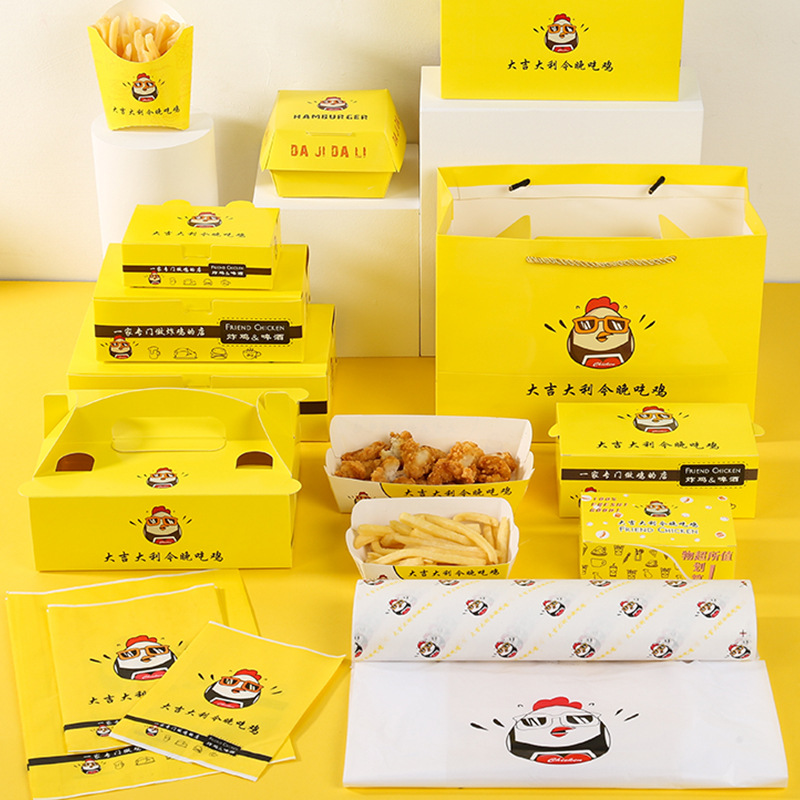 Προσαρμοσμένο φαγητό Kraft Χαρτί μεσημεριανό κουτί τηγανητό κοτόπουλο μπιφτέκι κουτί πατάτας French Fries Box Pizza Octopus Balls Packaging Box