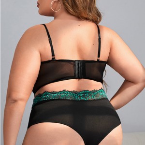 Floral lace push-up σέξι σετ εσώρουχα με ένα δαχτυλίδι ποδιών ζεύγους