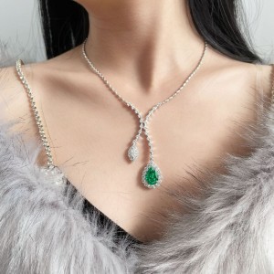 Νέο S925 Ασημένιο 10CT PA Μπλε Σταγόνα-σχήμα γοργόνα κολιέ υψηλό διαμάντι άνθρακα για κορίτσια