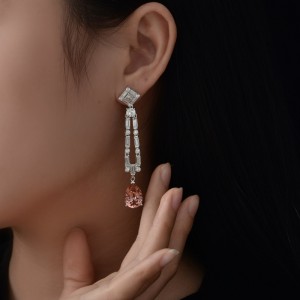 Σολομώντα σκόνη 5 καρατίων υψηλής πτώσης νερού άνθρακα 10*14 μακρά σκουλαρίκια φούντα