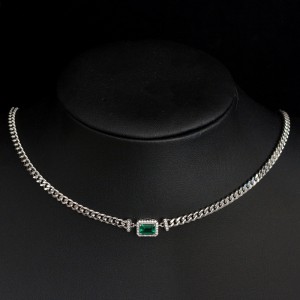 2022 Νέο 1CT Καλλιεργημένο Emerald κρεμαστό 925 Ασημένιο ρυθμιζόμενο απλό κολιέ