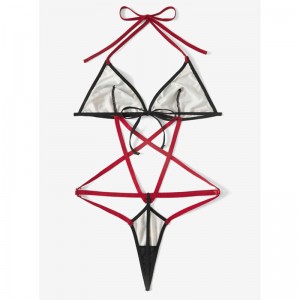 Εκτύπωση halter thong design bodysuit σέξι criss cross teddy και bustier