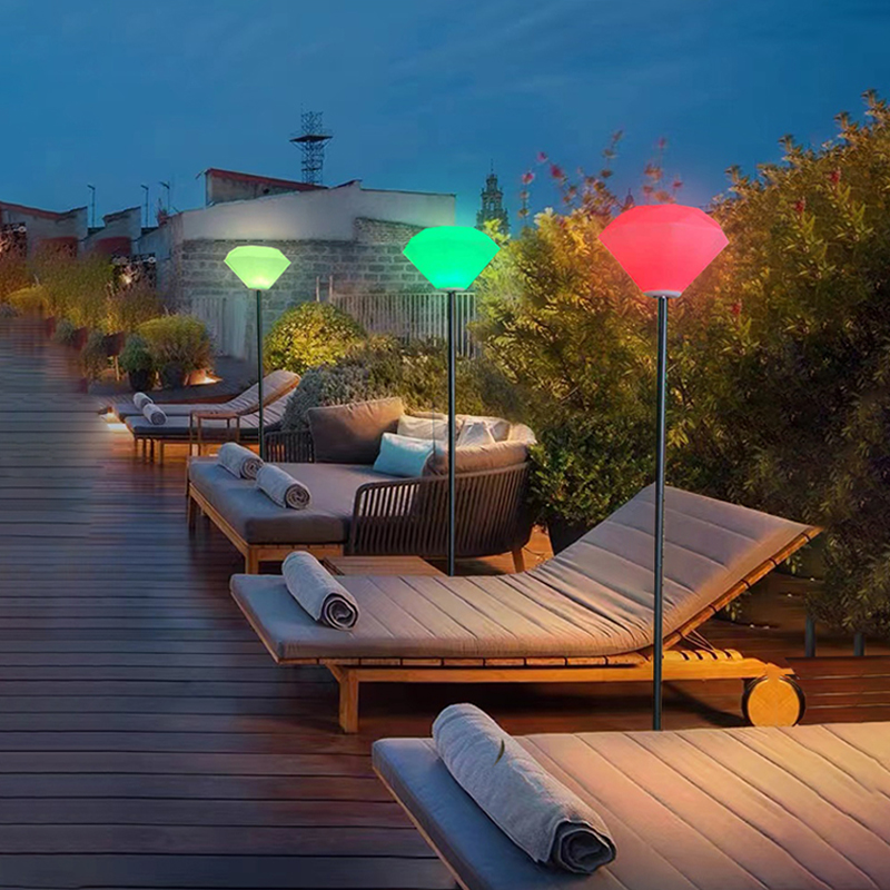2022 Νέο σκανδιναβικό μινιμαλιστικό σπίτι διακόσμηση δαπέδου, στέλεχος τηλεχειριστηρίου RGB LED LED LAMP, Creative Diamond Dimmable Living Room Outdoor Garden Lamp με σφυρήλατο φωτισμό σιδήρου