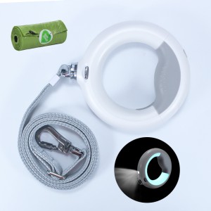 Tangle Free Heavy Duty Reflective LED LED LEASH BUTTER-In-In-In Poop Bag διαμέρισμα περπατώντας λουρί 360 Χέρια Δωρεάν λαβή κατά της ολίσθησης για μικρό μέσο&μεγάλ...