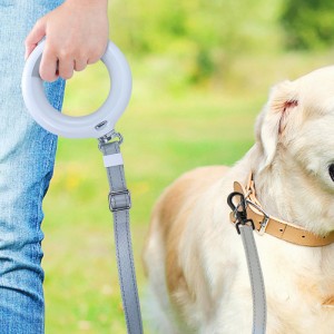 Tangle Free Heavy Duty Reflective LED LED LEASH BUTTER-In-In-In Poop Bag διαμέρισμα περπατώντας λουρί 360 Χέρια Δωρεάν λαβή κατά της ολίσθησης για μικρό μέσο&μεγάλ...