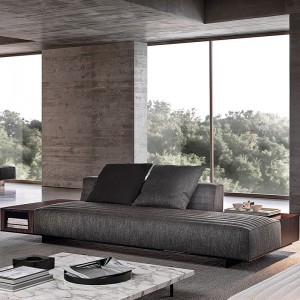 Ιταλικά Minotti Modern Black Cotton και Linen Sofa Fabric Sectional Set Furniture