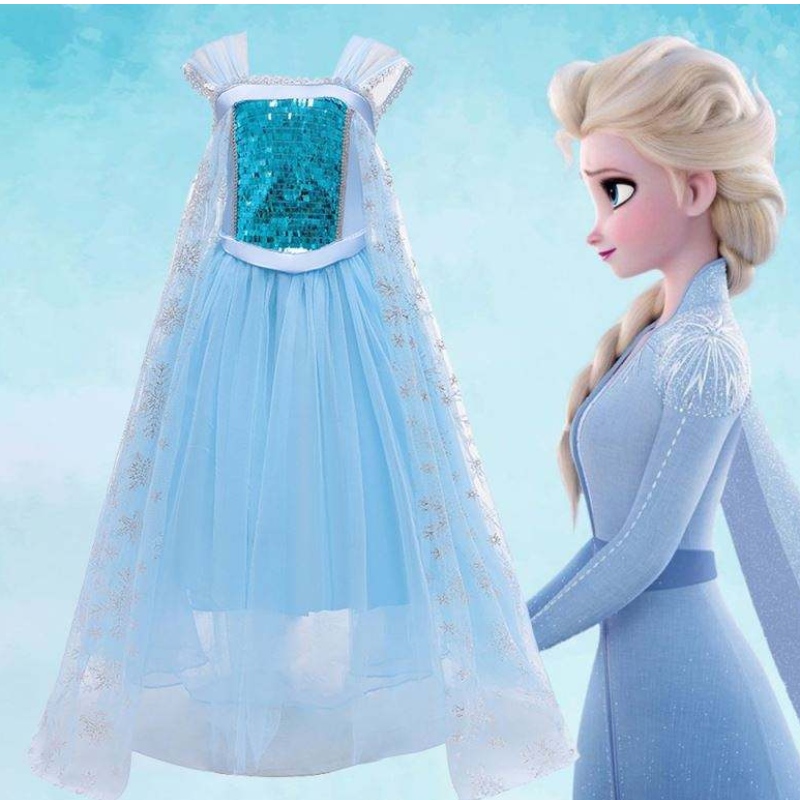 Νέο κοστούμι απόδοσης Snow Queen Princess Elsa Blue Dress Halloween Costume BX1705