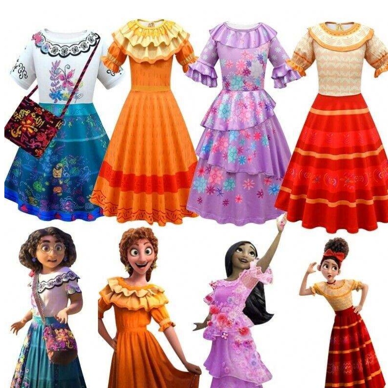 Baige Encanto Mirabel Girl Princess Costume Isabella Cosplay Dress MFMW003