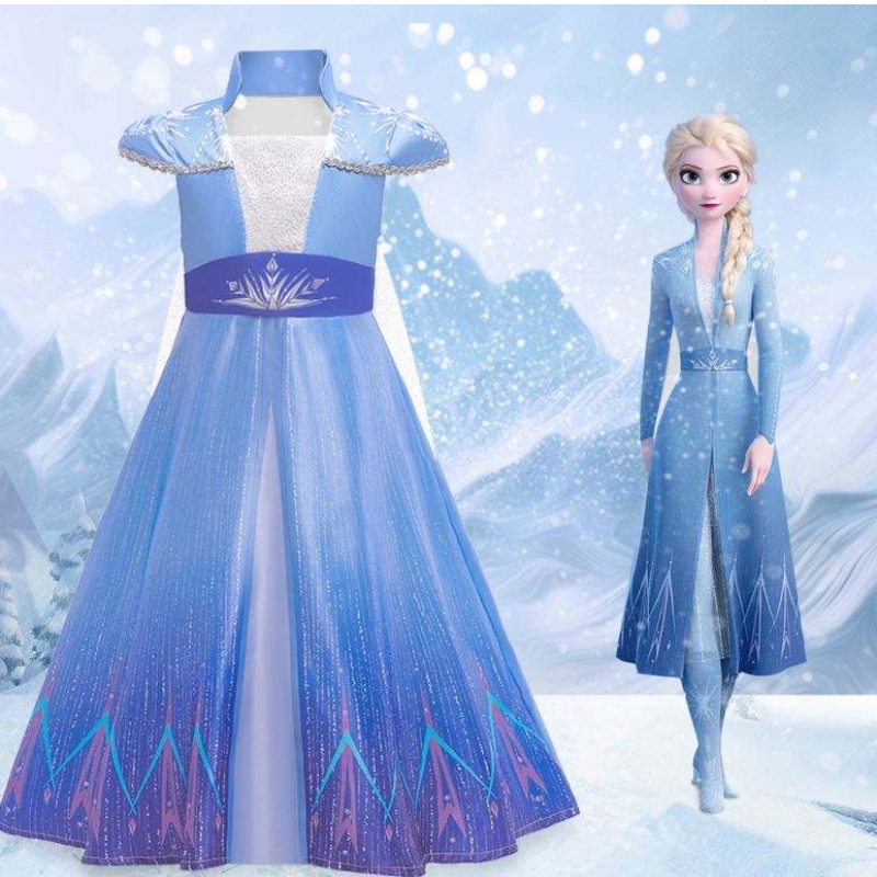 Νέο Elsa Frocks Fashion Short Sleeves Coat Halloween Fairy Princess Child Cosplay Costume