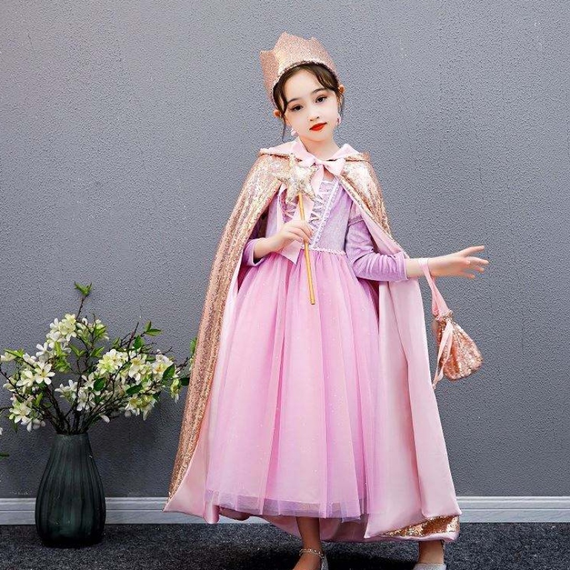 Baige Girl Sequined Cape Snow Queen Elsa Anna κοστούμι Απόκριες Χριστουγεννιάτικο πάρτι για κορίτσια BX211