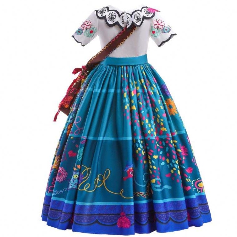 2022 Hot Sale Girls Encanto Movie Dress Up Mirabel Costume Baby Kids Summer Long Dress με τσάντα