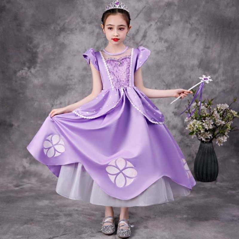 Baige Purple Sofia Rapunzel Elsa Anna Belle Princess Dress TV TV Κοστούμια Κοστούμια Sofiya Princess for Girl
