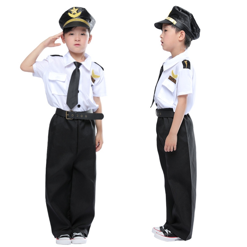 Φόρεμα Deluxe Children Pilot Costume σετ νέας καπετάνιας ρόλου κοστούμι