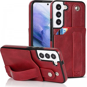 Σχεδιασμένο για το Samsung Galaxy S22 5G Wallet Case με ρυθμιζόμενο ιμάντα καρπού Kickstand PU Δερμάτινο Κάρτα Πιστωτική Κάρτα Heavy Duty Shockproof Hybrid Rugged Πρ...