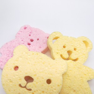 Μικρή μορφή αρκούδας που καθαρίζει σφουγγάρι Μαγικό σφουγγάρι κολύμβησης Βιοδιασπάσιμο σφουγγάρι κυτταρίνης