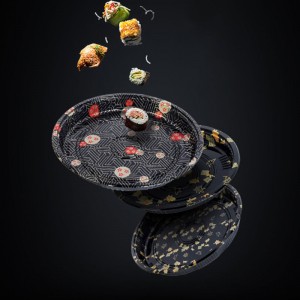 Προσαρμόστε το στρογγυλό κουτί σούσι, φιλικό προς το περιβάλλον ανακυκλώσιμο κουτί σούσι με καπάκι με καπάκι