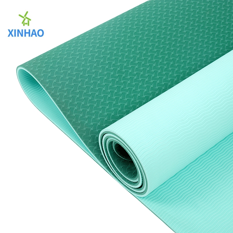 Προστασία από το περιβάλλον Διπλό στρώμα Δύο χρώμα προσαρμόσιμο (4/6/8mm) tpe yoga mat χονδρική, κατάλληλη για γιόγκα, γυμναστήριο, pilates