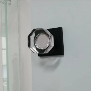 S2603 Clear Glass Crystal Door Knobs Interior, Octagon Shape Privacy Door Knobs για υπνοδωμάτιο/bathroom, ματ μαύρο