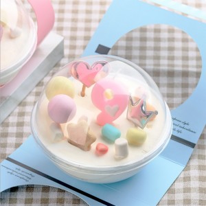 Καυτή πώληση Mousse Cake Ball Packaging Box, χονδρική στρογγυλά αρτοσκευάσματα συσκευασία δοχείο με χαρτί μανίκι για κέικ μους
