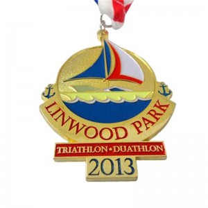 Σχεδιασμός μόδας 3D Metal Sports Medal and Trophies Custom Duathlon Triathlon Running Gold Award Medal με κορδέλα