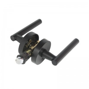 R7506 Μαύρος μοχλός λαβής πόρτας με σύγχρονο σύγχρονο λεπτό στρογγυλό σχέδιο για υπνοδωμάτιο στο σπίτι ή ιδιωτικότητα μπάνιου, κλε...