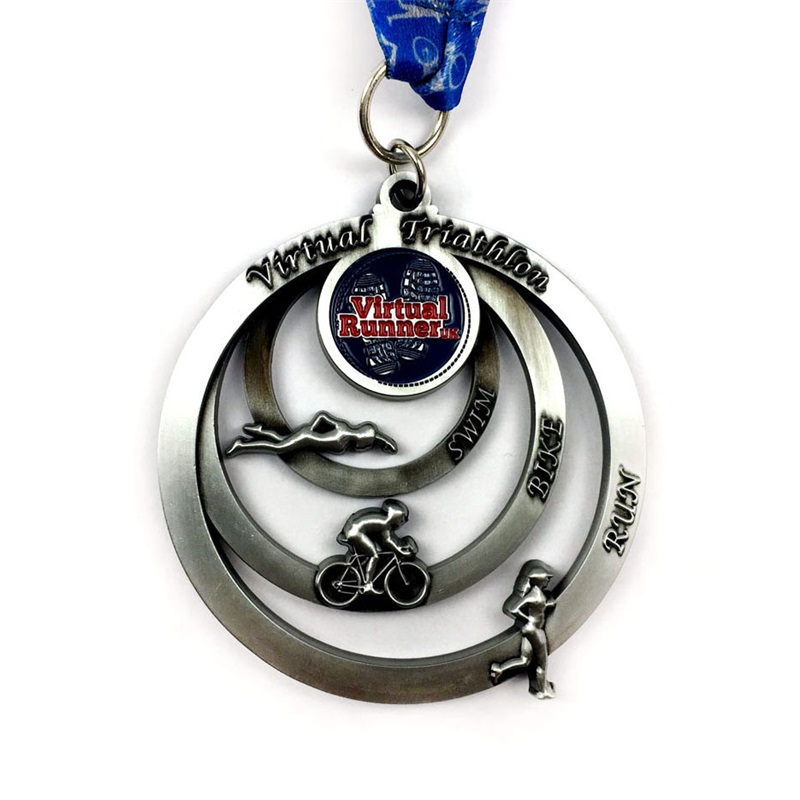 Βραβείο μετάλλων Custom Antique Medals Rebin Design 3D Triathlon Medal