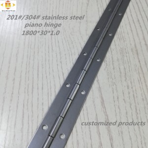 Προσαρμοσμένη μακρά άρθρωση 201#304#Πάχος 1.0mm Ανοξείδωτο χάλυβα παχύ πιάνο μεντεσέτο συνεχής σειρά