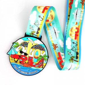 Προσαρμοσμένο λογότυπο με κορδέλα κενό χρυσό ασημένια μετάλλια έθιμο μετάλλιο αθλητικό μετάλλιο πράσινου στρογγυλού μαραθωνίου