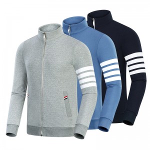 Άνοιξη και φθινοπωρινό νέο τετράγωνο βαμβακερό μόδα casual small stand collar men \\\\ \'s και τα φερμουάρ του φερμουάρ με φερμουάρ με φερμουάρ.