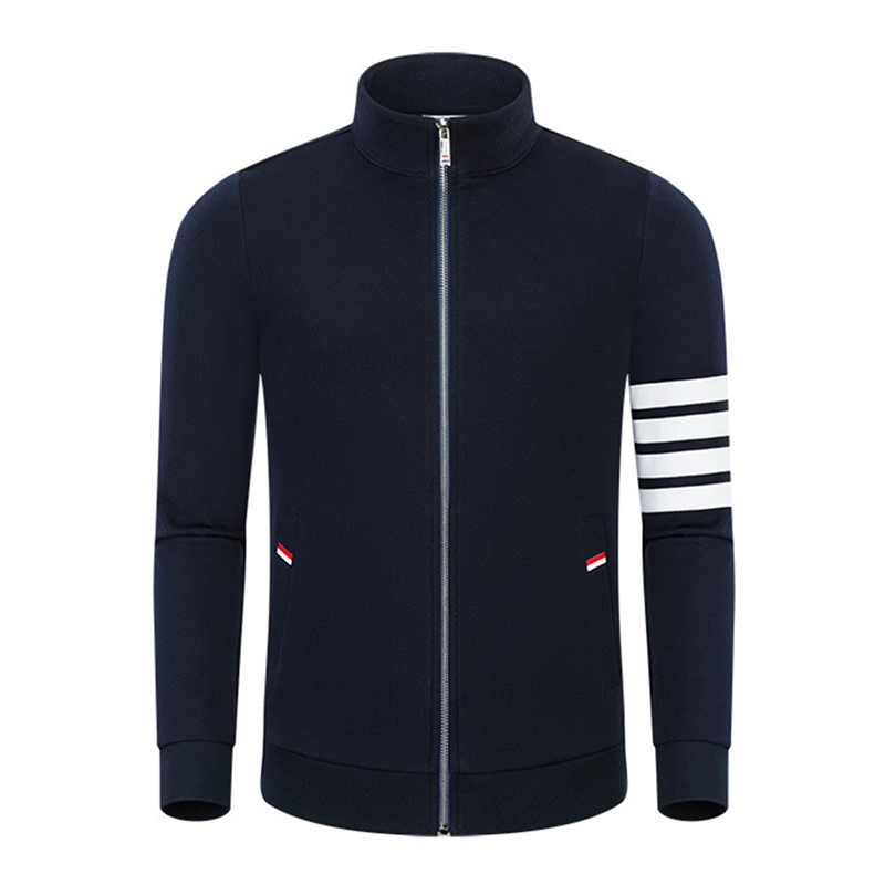 Άνοιξη και φθινοπωρινό νέο τετράγωνο βαμβακερό μόδα casual small stand collar men \\\\ \'s και τα φερμουάρ του φερμουάρ με φερμουάρ με φερμουάρ.