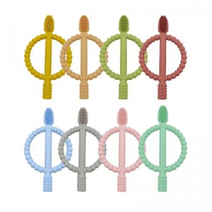 BPA δωρεάν μαλακή ασφαλή οδοντόβουρτσα μασώμενα παιχνίδια οδοντόβουρτσα μωρού σιλικόνης δόντια