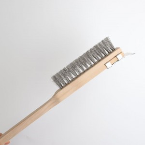 Stainleel Steel Wire Court Brush Brush Brush με ξύλο οξιάς ξύλινη βούρτσα ορείχαλκος