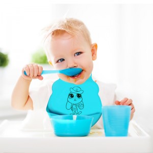 Baby Bibs, Silicone Children \\\\\\\\\\\\\\\\\\\\\'s Drool Bibs Εύκολα να καθαρίσετε τα παιδιά που τροφοδοτούν σνακ σνακ Παλαισμένη τσάντα συλλογής, μαλακή σ...