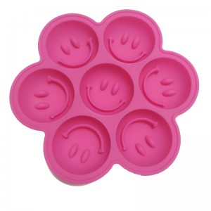 Molde Redondo de Silicona Para Cubitos de Hielo, Con 7 Orifyios, Con Rejilla de Hielo, Cara Sonriente Creativa