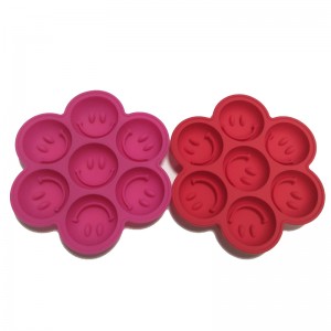 Molde Redondo de Silicona Para Cubitos de Hielo, Con 7 Orifyios, Con Rejilla de Hielo, Cara Sonriente Creativa