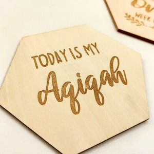 Ξύλινη κάρτα Milestone Wooden Laser Carved Polygon Baby \\\\ First Birthday Souvenir Baby Month Card