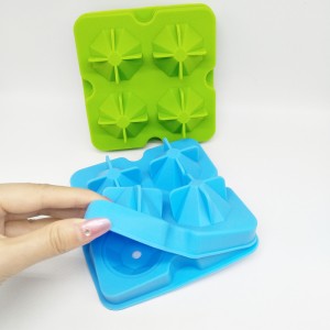 Diamond Flexible Silicone Ice Cube Mold Tray, κάνει τέσσερα γιγαντιαία διαμάντι, εύκολη απελευθέρωση μούχλα πάγου σιλικόνης, για ουίσκι, κοκτέιλ και ...
