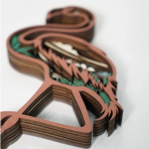 3D Flamingo Wooden Artifact Decoration
