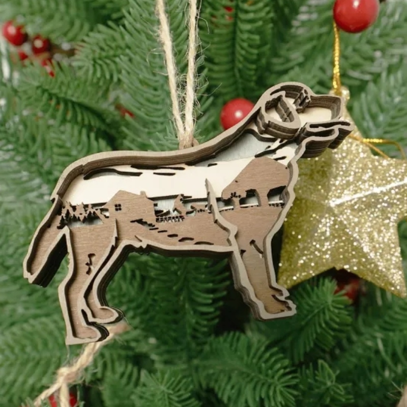 3D κουτάβι ξύλινη διακόσμηση