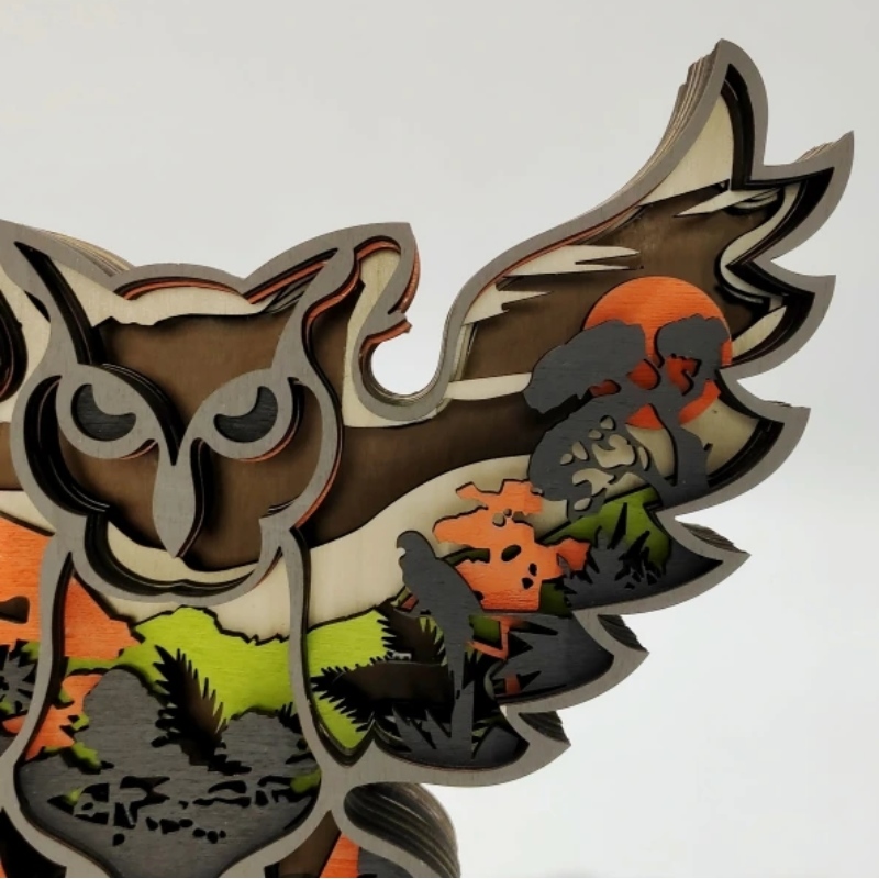 Ξύλινα στολίδια 3D ζώων κουκουβάγια