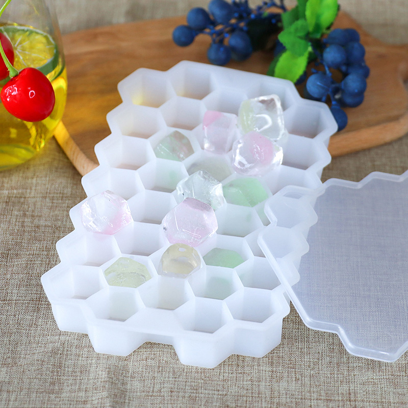 Honeycomb Ice Cube δίσκο, 37 πλέγμα τροφίμων βαθμού σιλικόνη πάγο MALOD MALOD με καπάκια εύκολα αφαιρούμενο μούχλα πάγου μούχλα για παγωτό πάρτ...