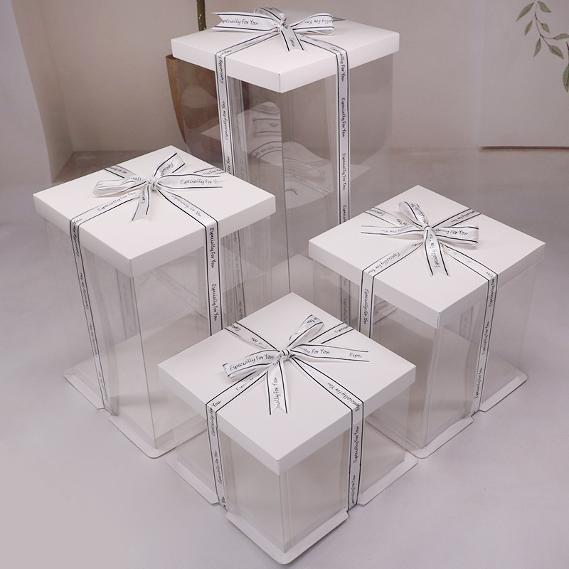 Τετράγωνο διαφανές κουτί κέικ γενεθλίων