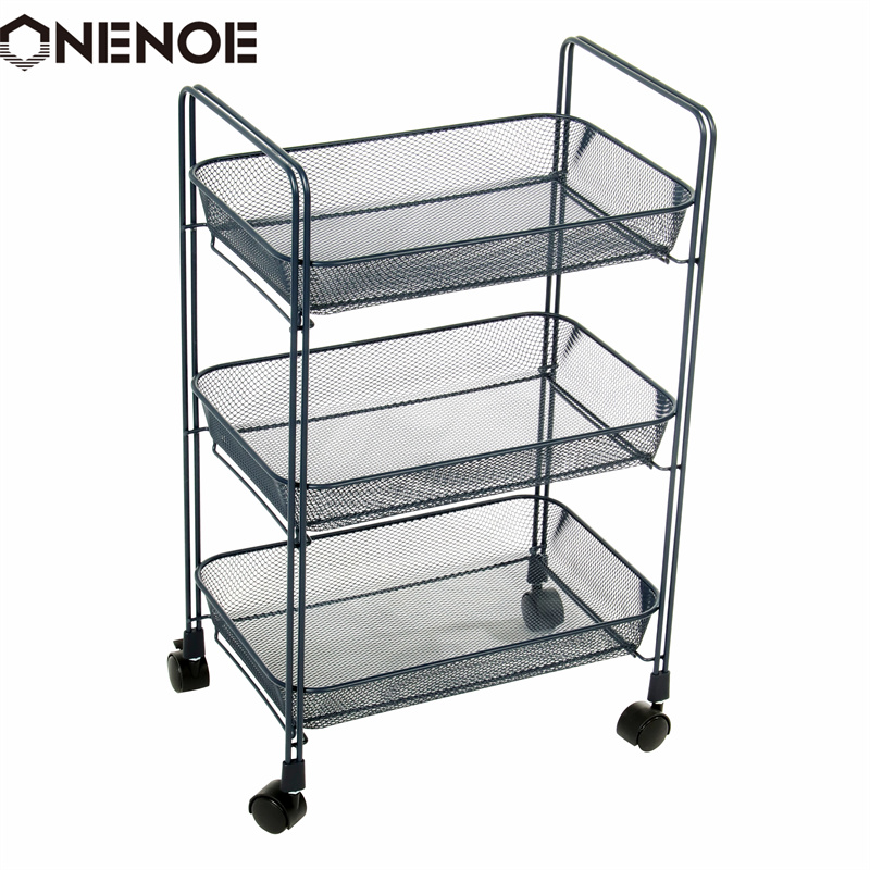 Onenoe Design Modern Metal Mesh 3-Tier Storage Organizer Multi-Utility Utility Cart Heavy Duty Strong Atability Trolley Storage Cart με καλάθια
