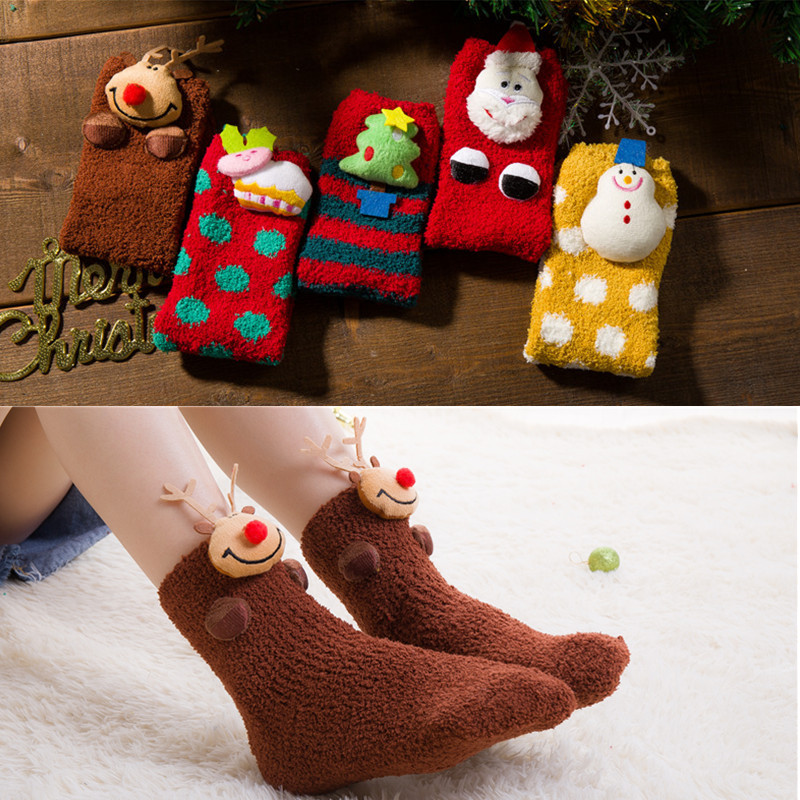 Καλύτερο high end vintage knit εξατομικευμένο πλεκτό ασαφές χριστουγεννιάτικες κάλτσες με προσαρμοσμένο λογότυπο