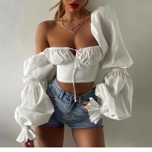 Γυναίκες μπαλονάκι τετράγωνο λαιμό Χαμηλή κοπή T-shirt-t-shirt