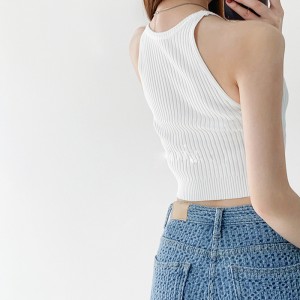 Νέο καλοκαίρι ρετρό γιλέκο Vestenders Γυναίκες Γυναίκες \\\\ Στερεό Χρώμα Αμάνικο Πλεκτό πουλόβερ Κοντά Γλίσκο πουλόβερ